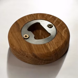 Flaschenöffner Eiche massiv Holz geölt rund stilvoll 7cm Durchmesser