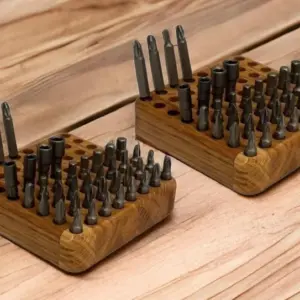 Bits Aufbewahrung Bithalter Bits Organizer Eiche Holz geölt für 64 Bits