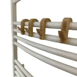 4er Set BAMBUS HOLZ Bad Handtuchhalter für Handtuchhaken Badheizung 72x62x23 mm