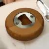 Flaschenöffner Buche massiv Holz geölt rund stilvoll 7cm Durchmesser