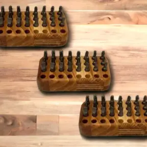 3er Set Bits Aufbewahrung Bithalter Organizer Eiche Holz geölt für 3x 32 Bits