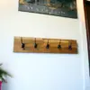 Massivholz Hängegarderobe 60x14cm Garderobe Eichenholz geölt mit 5 Haken