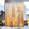 XL Schneidebrett Holz Eiche Hackbrett geölt Massiv 45x30x2,7cm mit Saftrinne