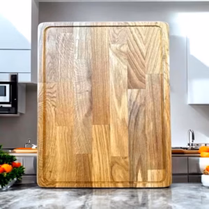 XL Schneidebrett Holz Eiche Hackbrett geölt Massiv 40x30x2,7cm mit Saftrinne