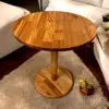 SYWOOD Couchtisch Rund Durchmesser 38cm Holz Massiv Holztisch Beistelltisch Tisch 43cm x 38cm EICHE