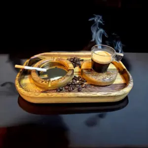 Aschenbecher + Espresso SENNA Holz Afrikanisches einzigartiges Edelholz Massiv