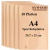 10x DIN A4 Sperrholz Birkenholz Platten | 210x297mm | Materialstärke 3mm