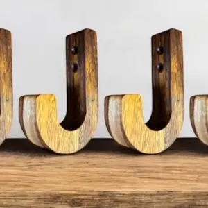 4 Kleiderhaken HOLZ aus SENNA Holz Wandmontage Kleiderhaken Aufbewahrung GEÖLT