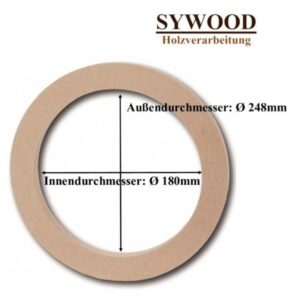 MDF Holzring für 20cm Lautsprecher 16mm MDF Innen 180mm - Außen 248mm