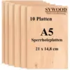 10x DIN A5 Sperrholz Birkenholz Platten | 210x148mm | Materialstärke 4mm