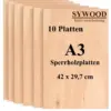 10x DIN A3 Sperrholz Birkenholz Platten | 420x297mm | Materialstärke 3mm