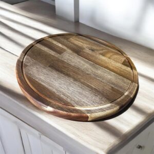 Ø 35cm Schneidebrett Akazienholz Hackbrett geölt Massiv 35x35x2,6cm