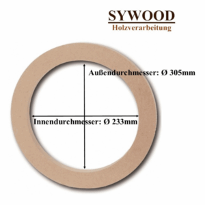 MDF Holzring für 25cm Lautsprecher 16mm MDF Innen 233mm - Außen 305mm