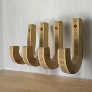 4 Kleiderhaken HOLZ aus Bambusholz Wandmontage Kleiderhaken Aufbewahrung