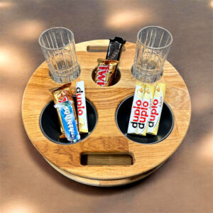 Couch Butler Eichenholz Couchbar - Sofabutler - Snackbar für Couch - Eiche Tablett 37x37cm