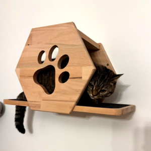 Katzenbalkon Katzenbett Etage Buche Holz massiv Natur FSC zertifiziert