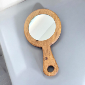 Eiche Handspiegel Schminkspiegel klassisches Design 37x20,5cm Durchmesser 15cm