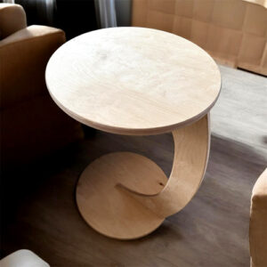 Birkenholz Beistelltisch C-Form runder Couchtisch Sofatisch Wohnzimmer Birkenholz