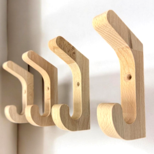 4 Kleiderhaken HOLZ aus Buchenholz Wandmontage Kleiderhaken Aufbewahrung Natur